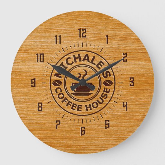 Michale's Coffee House Engrave Effect Wall Clock Grote Klok (Voorkant)