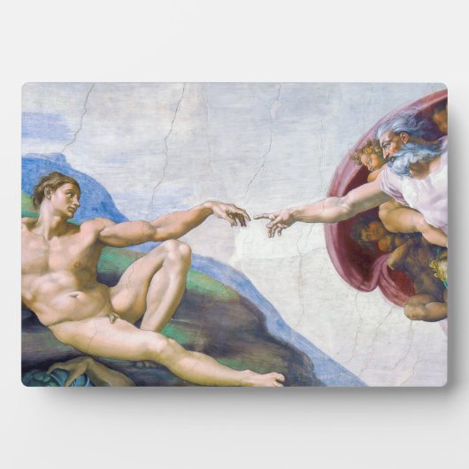 Michelangelo - Aanmaak van Adam geïsoleerd Fotoplaat (voorkant)