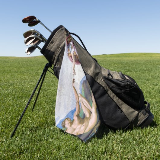 Michelangelo - Aanmaak van Adam geïsoleerd Golfhanddoek (Groen)