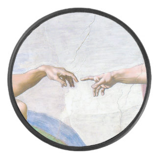 Michelangelo - Aanmaak van Adam geïsoleerd Hockey Puck