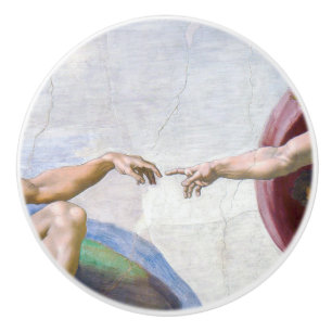 Michelangelo - Aanmaak van Adam geïsoleerd Keramische Knop