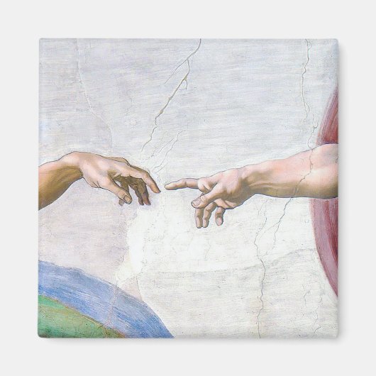 Michelangelo - Aanmaak van Adam geïsoleerd Magneet (Voorkant)