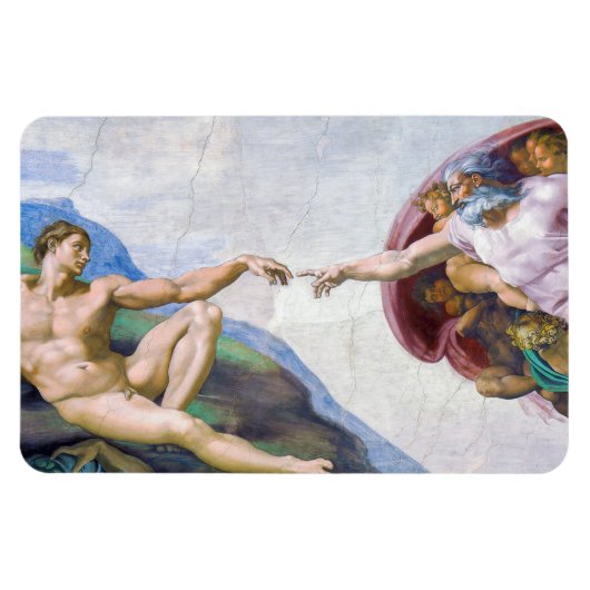 Michelangelo - Aanmaak van Adam geïsoleerd Magneet (Horizontaal)