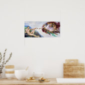 Michelangelo - Aanmaak van Adam geïsoleerd Poster (Keuken)