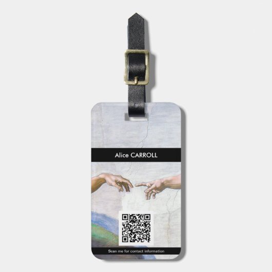 Michelangelo - Aanmaak van Adam geïsoleerd - QR-co Bagagelabel (Voorkant verticaal)