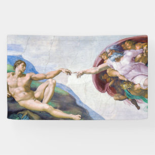 Michelangelo - Aanmaak van Adam geïsoleerd Spandoek