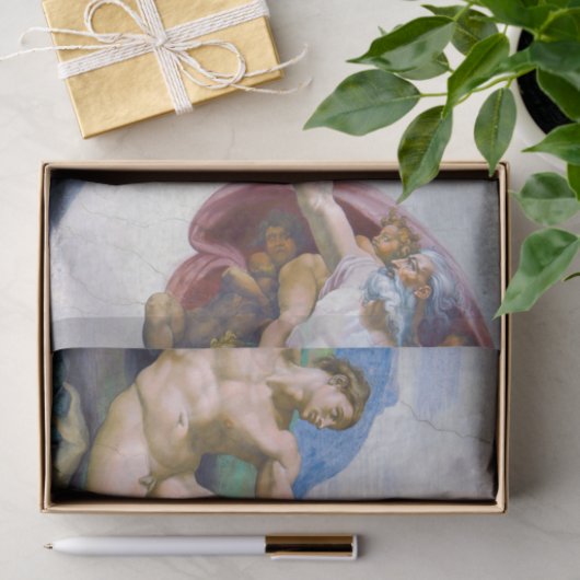 Michelangelo - Aanmaak van Adam geïsoleerd Tissuepapier (Geschenk)