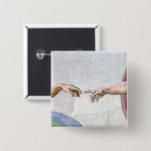 Michelangelo - Aanmaak van Adam geïsoleerd Vierkante Button 5,1 Cm (Voorkant /achterkant)