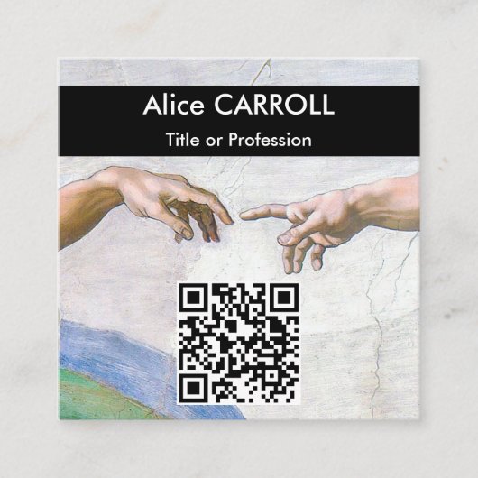 Michelangelo - Aanmaak van Adam - QR-code Vierkante Visitekaartje (Voorkant)