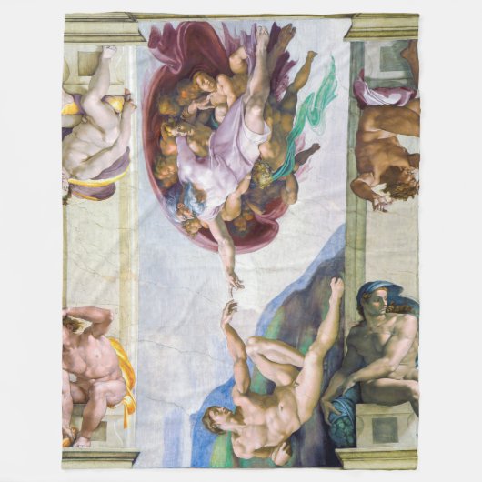 Michelangelo - Aanmaak van Adam, Sistine Chapel's Fleece Deken (Voorkant)
