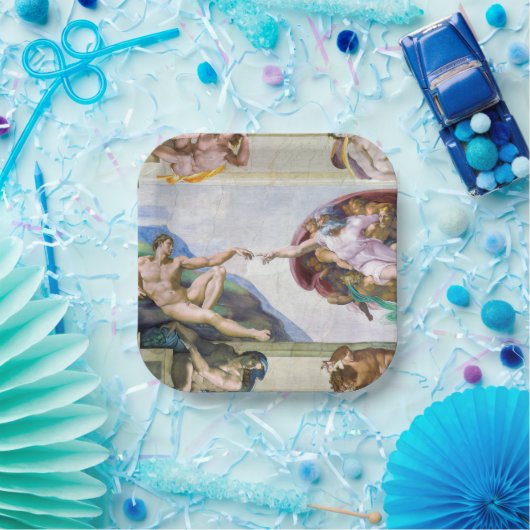 Michelangelo - Aanmaak van Adam, Sistine Chapel's Papieren Bordje (Feest)