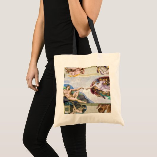 Michelangelo - Aanmaak van Adam, Sistine Chapel's Tote Bag (Voorkant (product))