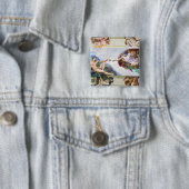 Michelangelo - Aanmaak van Adam, Sistine Chapel's Vierkante Button 5,1 Cm (In situ)