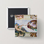 Michelangelo - Aanmaak van Adam, Sistine Chapel's Vierkante Button 5,1 Cm (Voorkant /achterkant)