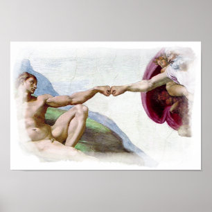 Michelangelo: Aanmaak van Man vuistslag Poster