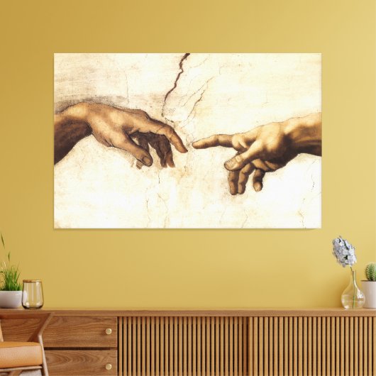 Michelangelo Buonarroti - De hand van God Canvas Afdruk (Insitu (Woonkamer))