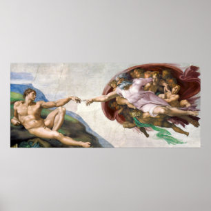 Michelangelo Buonarroti is de schepping van Adam Poster