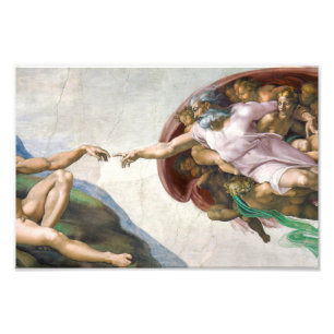 Michelangelo Buonarroti's schepping van Adam (ci Foto Afdruk