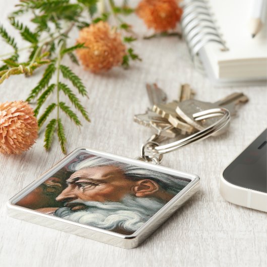 Michelangelo Creatie Adam God Art Sleutelhanger (Zijkant)