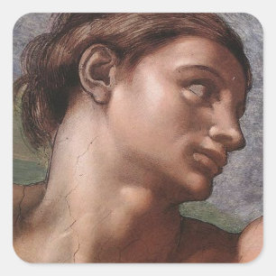 Michelangelo Creatie Adam God Art Vierkante Sticker