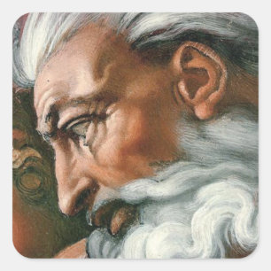 Michelangelo Creatie Adam God Art Vierkante Sticker
