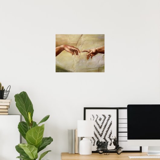 Michelangelo Creatie van Adam Sistine Chapel Poster (Thuiskantoor)