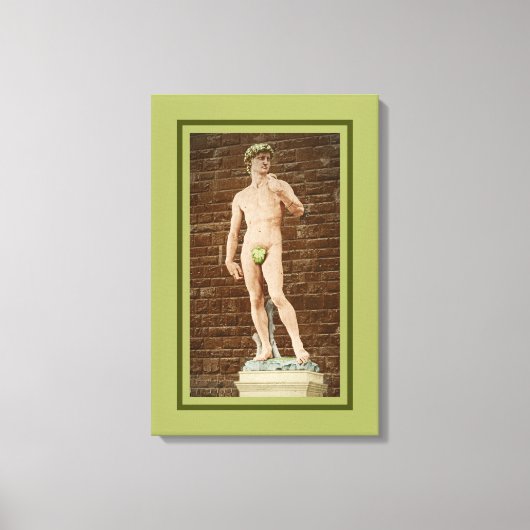 MICHELANGELO DAVID MET VIJGENBLAD CANVAS AFDRUK (Voorkant)