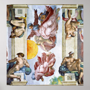 Michelangelo - De creatie van zonmaan en sterren Poster