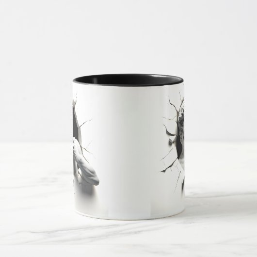 Michelangelo’s David 3D gluren uit het gat Mok (Midden)