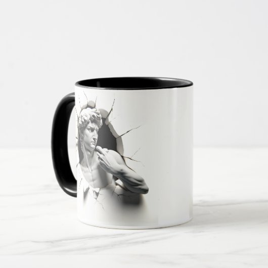 Michelangelo’s David 3D gluren uit het gat Mok (Voorkant links)