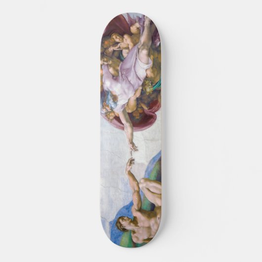 Michelangelo - Schepping van Adam Geïsoleerd Skateboard (Voorkant)