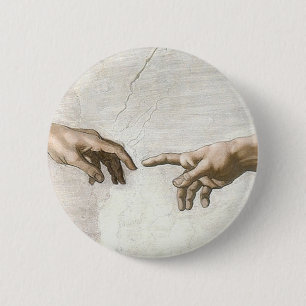 Michelangelo Schepping van Adam Handen Fijne Kunst Ronde Button 5,7 Cm