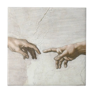 Michelangelo Schepping van Adam Handen Fijne Kunst Tegeltje