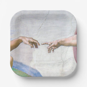 Michelangelo - Schepping van Adam, Sixtijnse Kapel Papieren Bordje