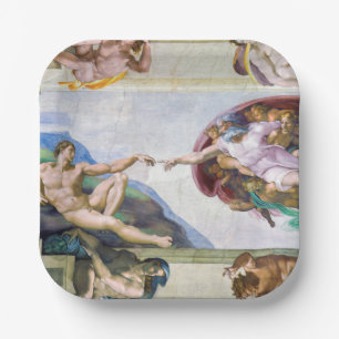 Michelangelo - Schepping van Adam, Sixtijnse Kapel Papieren Bordje