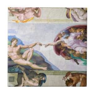 Michelangelo - Schepping van Adam, Sixtijnse Kapel Tegeltje