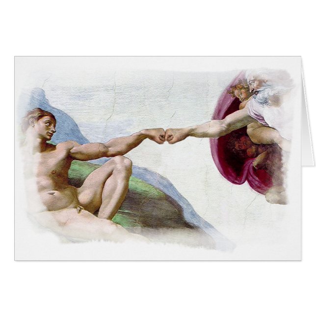 Michelangelo schepping van Man - God Adam Fist Bum (Voorkant Horizontaal)