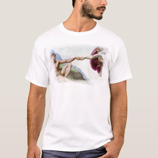 Michelangelo schepping van Man - God Adam Fist Bum T-shirt (Voorkant)