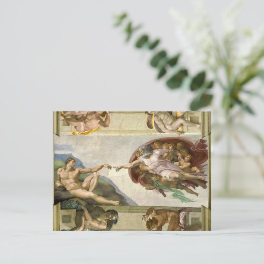 Michelangelo's Schepping van Man (Schepping van Ad Briefkaart (Staand voorkant)