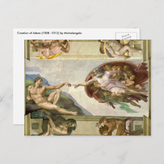 Michelangelo's Schepping van Man (Schepping van Ad Briefkaart (Voorkant / Achterkant)