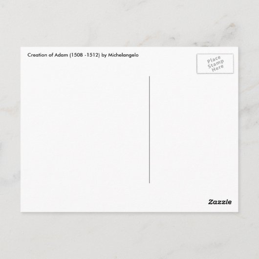 Michelangelo's Schepping van Man (Schepping van Ad Briefkaart (Achterkant)