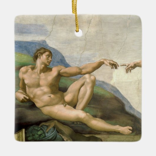 Michelangelo's Schepping van Man (Schepping van Ad Keramisch Ornament (Voorkant)