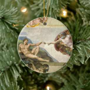 Michelangelo's Schepping van Man (Schepping van Ad Keramisch Ornament