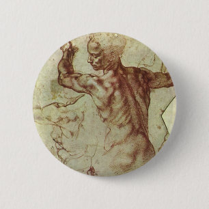 Michelangelo's Studie van een Libische Sibille Ronde Button 5,7 Cm