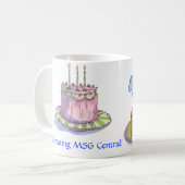 michele art, pinkcake, Celebrating MSG Central! Koffiemok (Voorkant links)