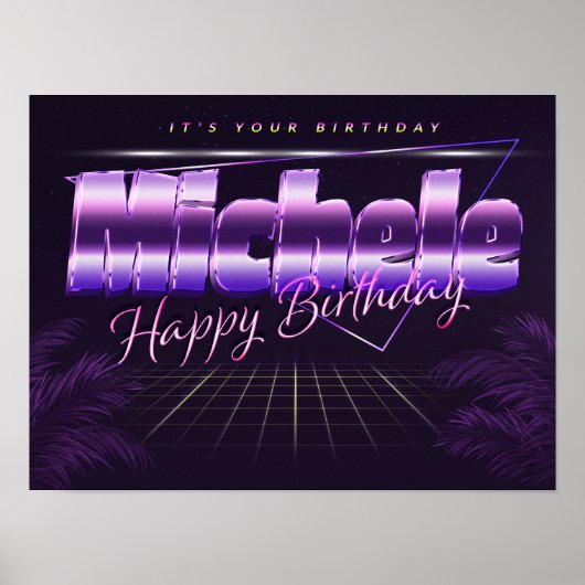 Michele Nom Vorname lila retro Poster Geburtstag (Devant)