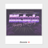 Michele Prénom lila retro Sticker (Feuille)