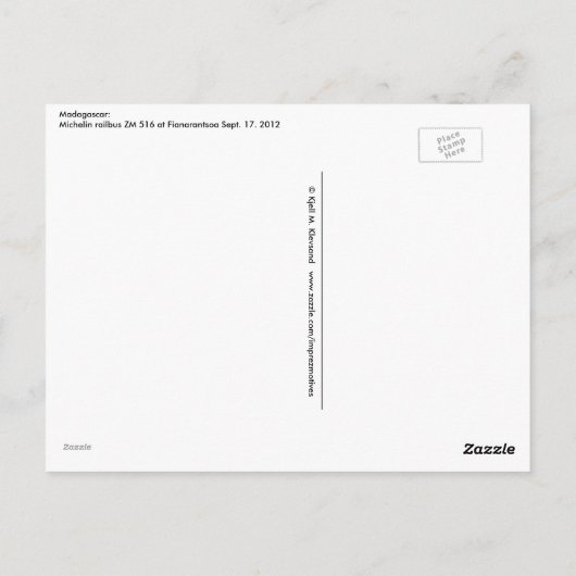 Michelin Railbus MZ 516 - Madagaskar Briefkaart (Achterkant)