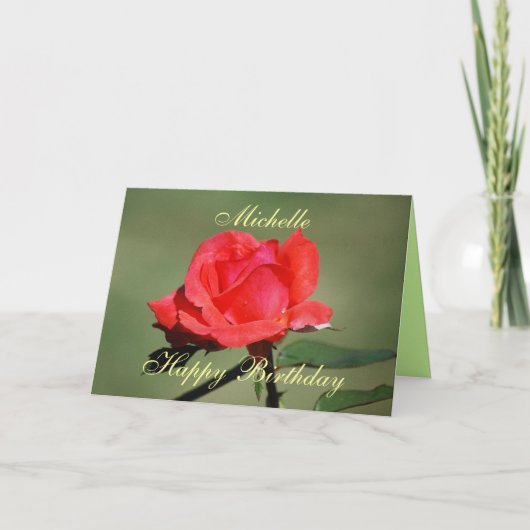 Michelle Bonne carte Rose d'anniversaire Scarlet (Devant)