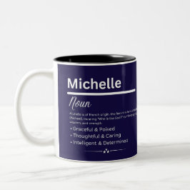 Michelle, Girl Personalized Name Definition Mug Tweekleurige Koffiemok